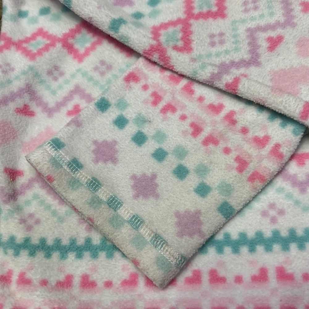 Children Place Girl 10/12 Purple Aqua Pink Heart Pattern Fleece w Pockets - Picture 11 of 11